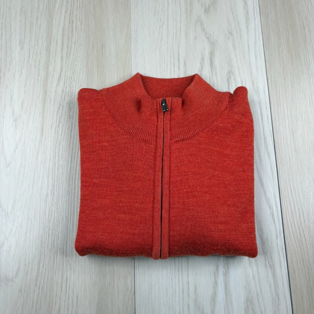 FootJoy Mens Orange Mock Neck Long Sleeve 1/4 Zip Golf Pullover Sweater Size L